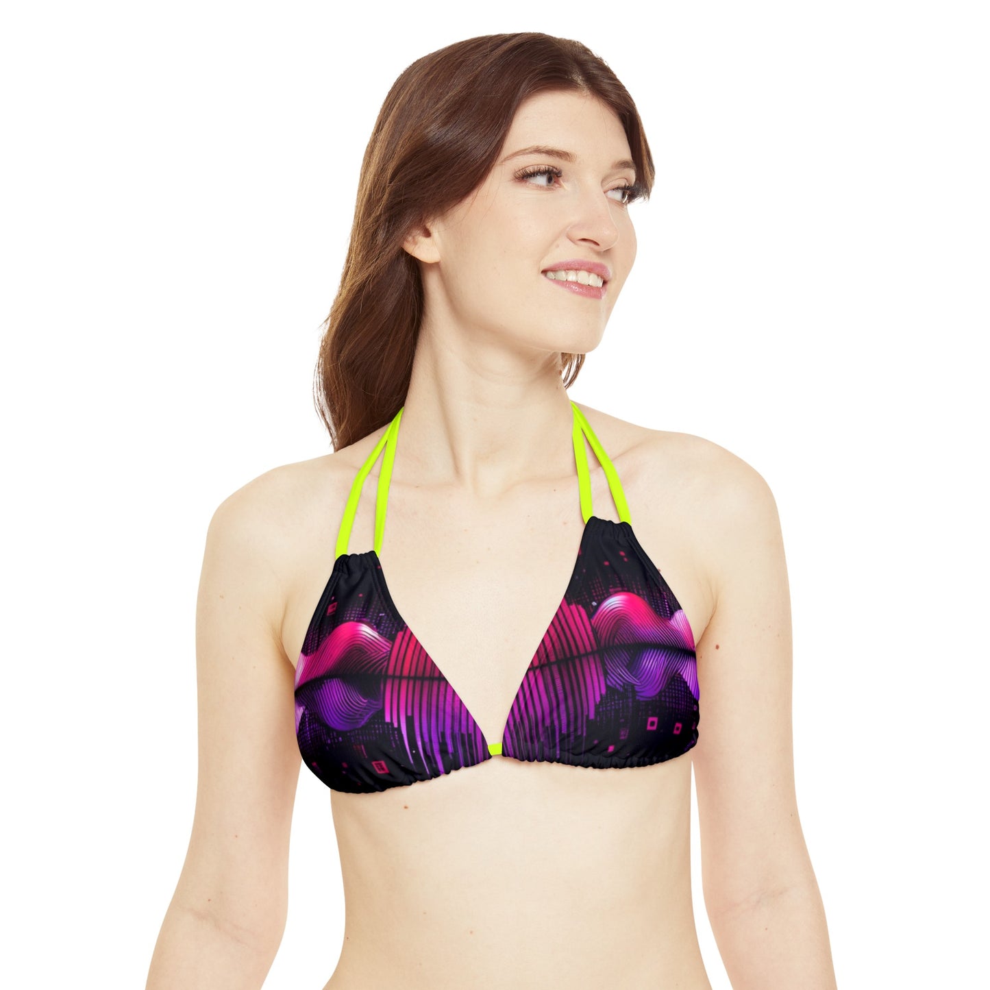 Vidiac Strappy Triangle Bikini Top (AOP) Dark