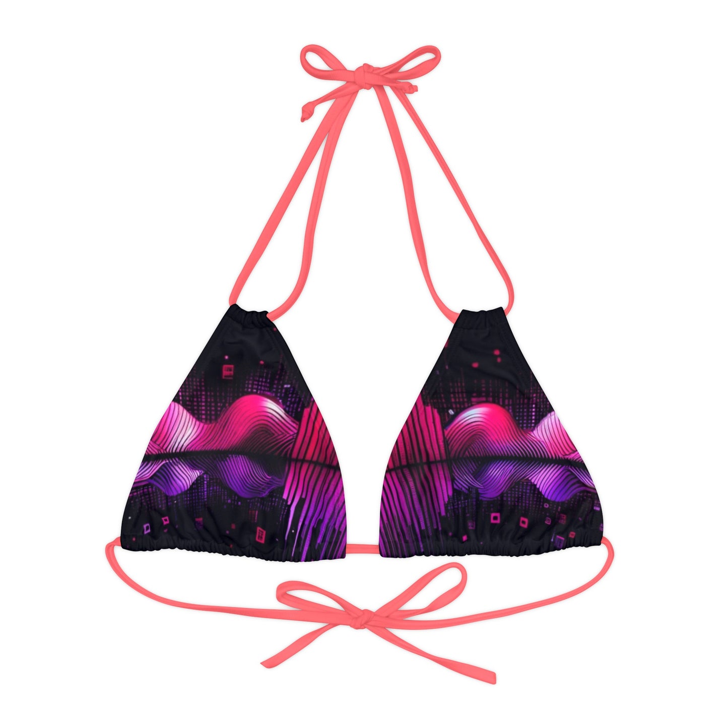Vidiac Strappy Triangle Bikini Top (AOP) Dark