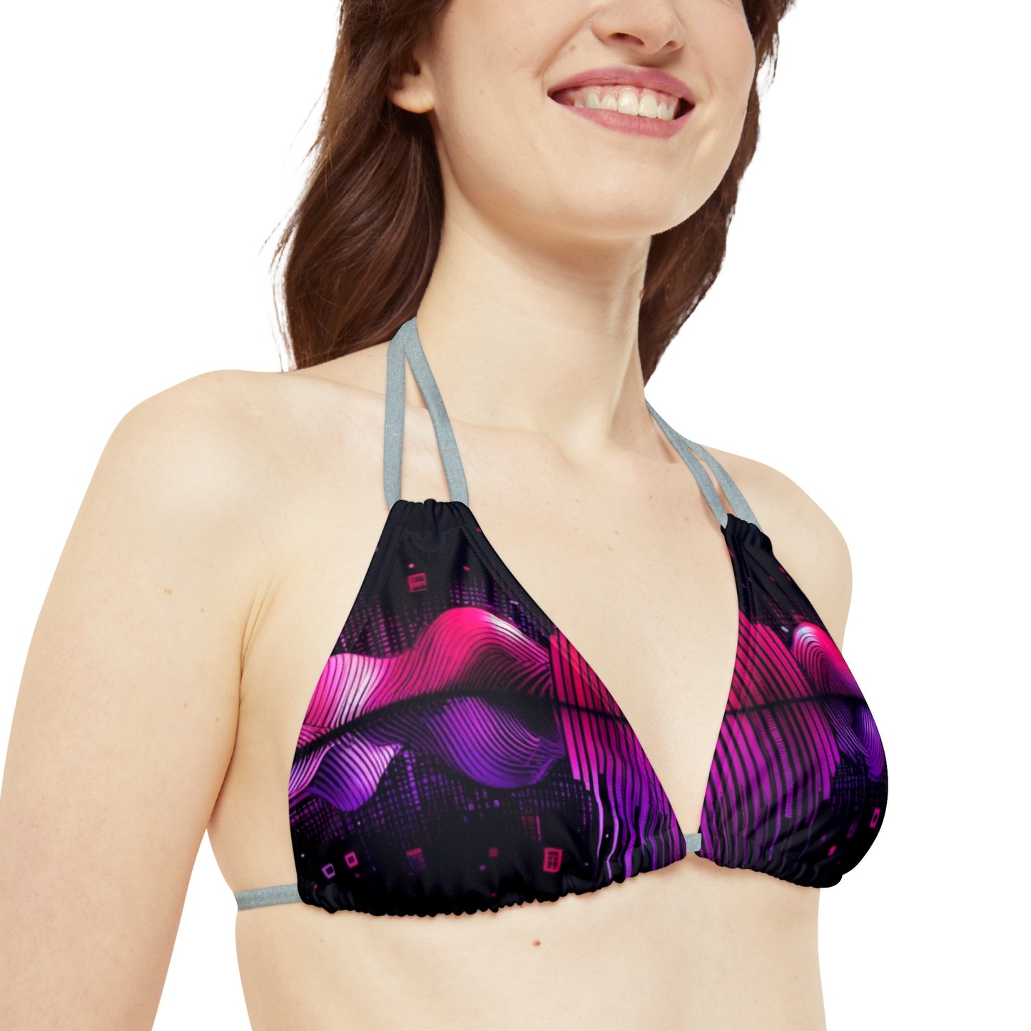 Vidiac Strappy Bikini Set (AOP) Dark