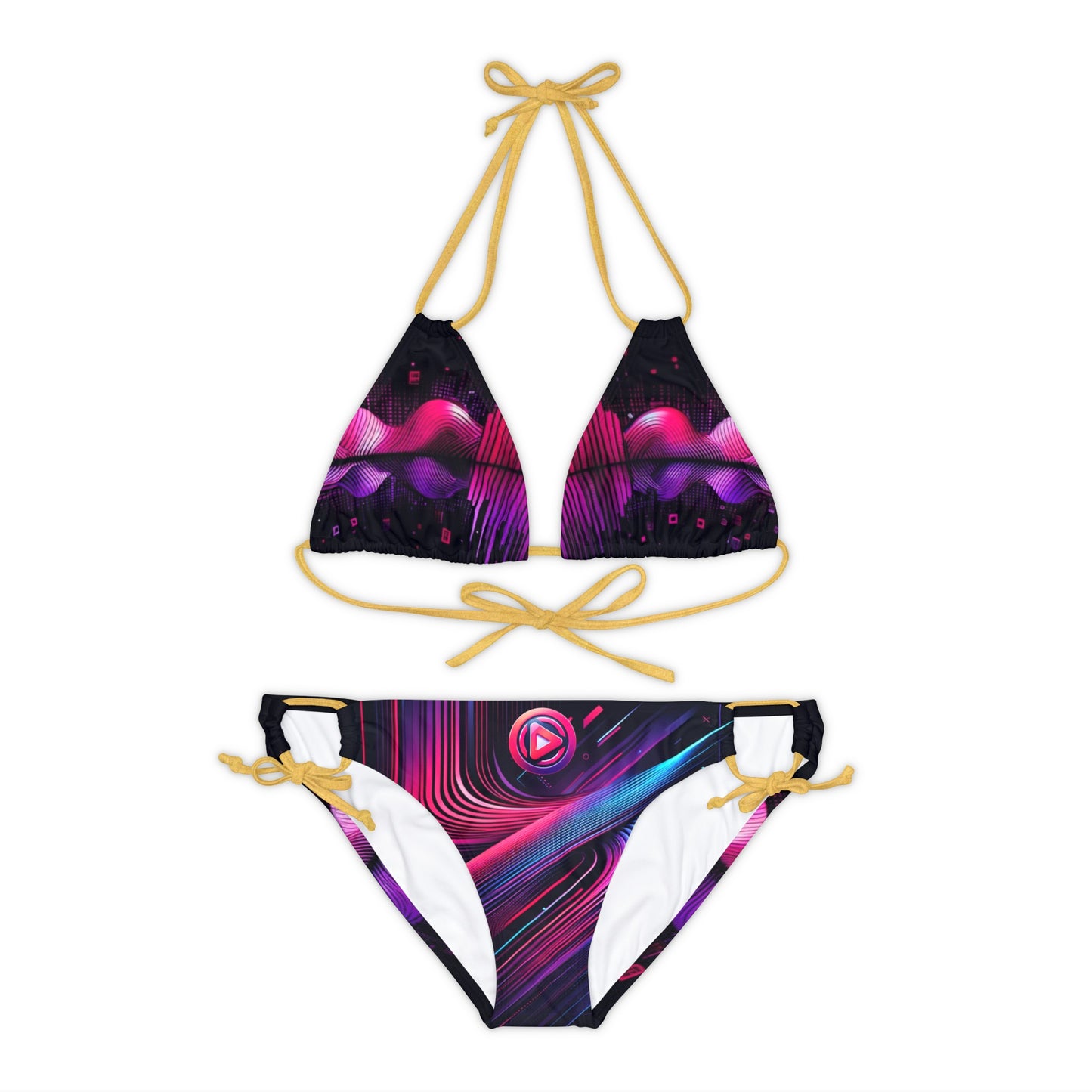 Vidiac Strappy Bikini Set (AOP) Dark