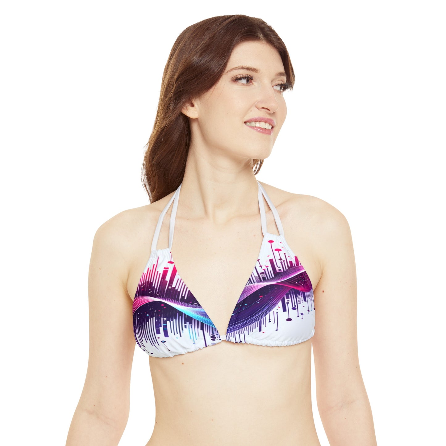 Vidiac Strappy Triangle Bikini Top (AOP) Light