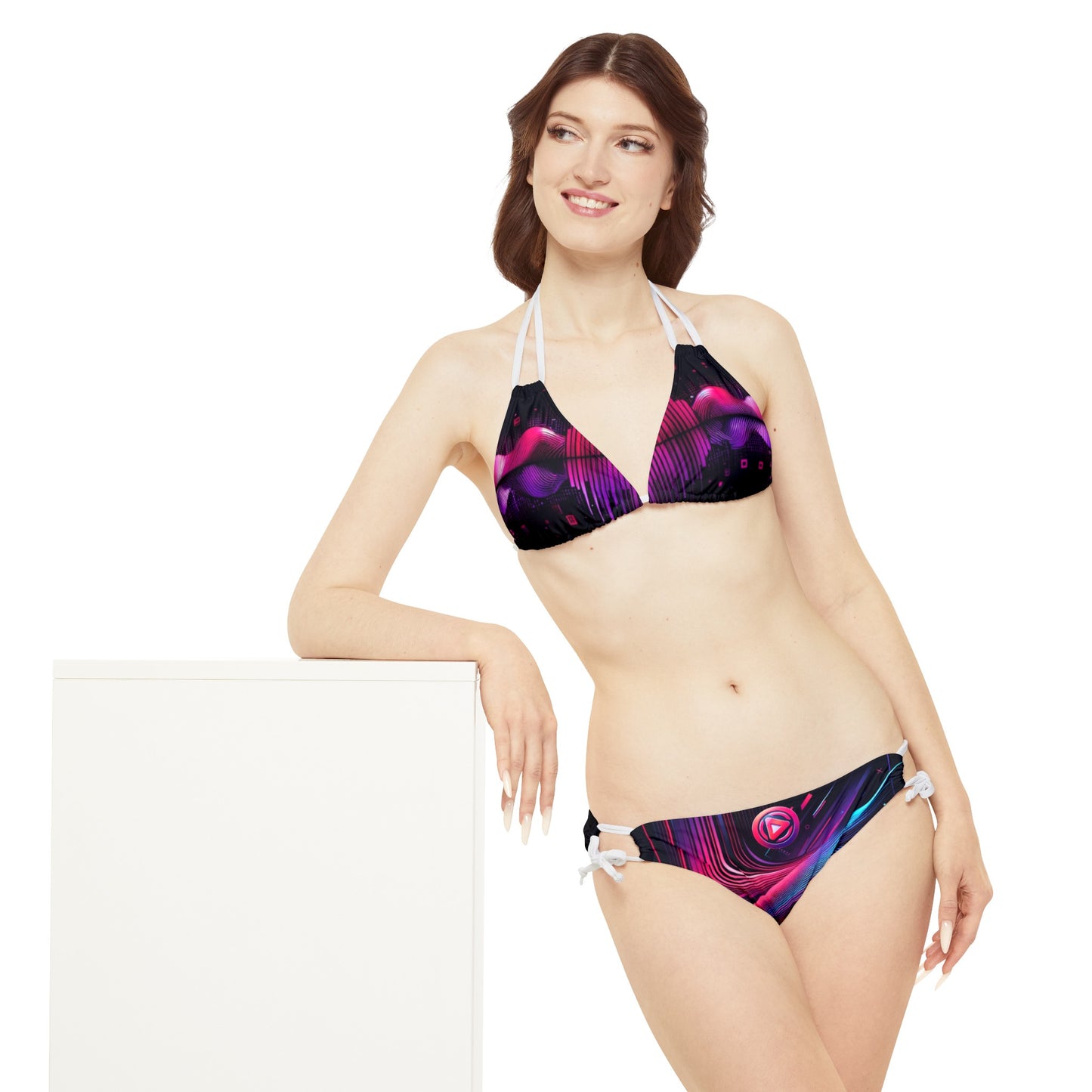 Vidiac Strappy Bikini Set (AOP) Dark