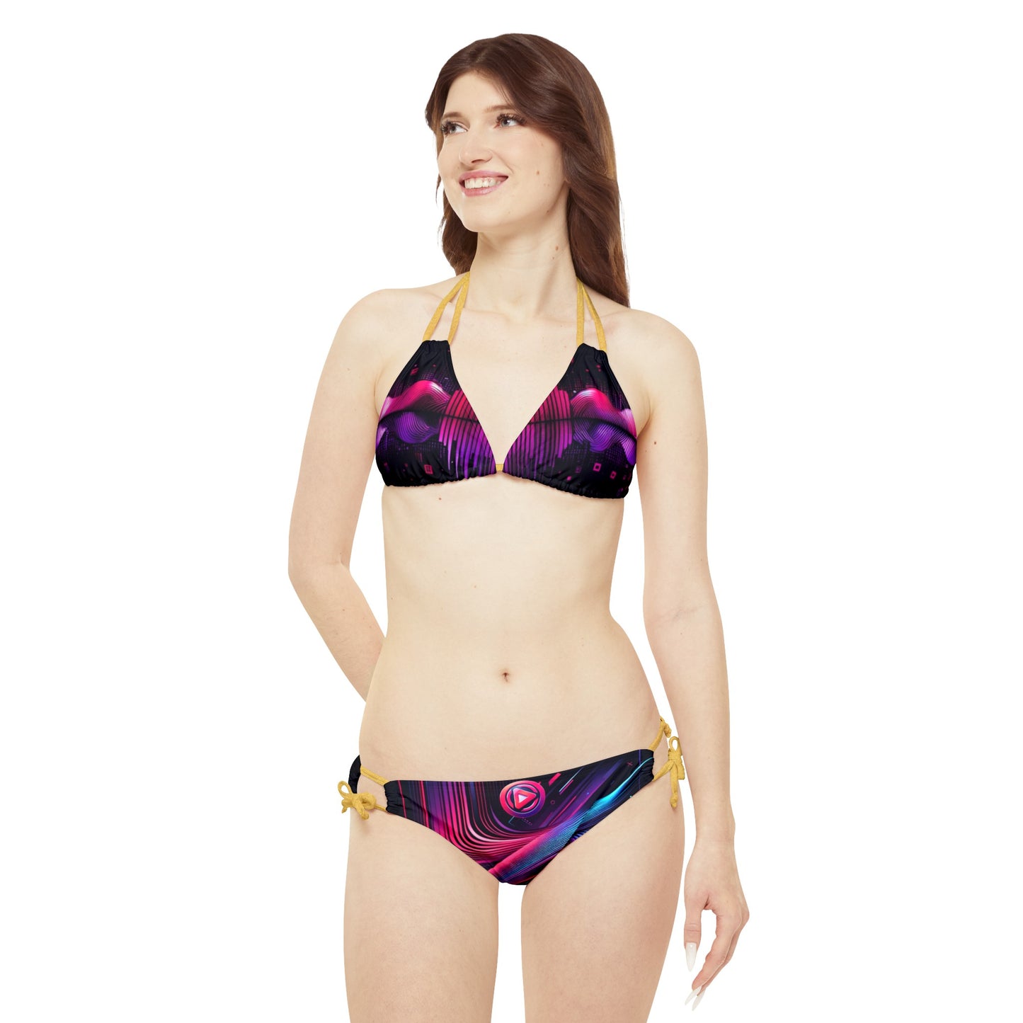 Vidiac Strappy Bikini Set (AOP) Dark