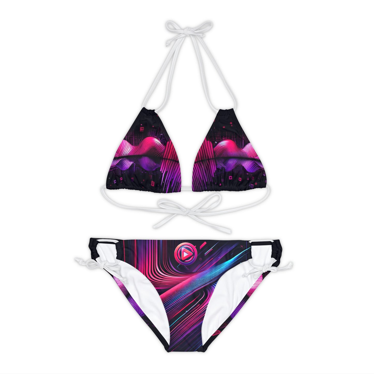 Vidiac Strappy Bikini Set (AOP) Dark