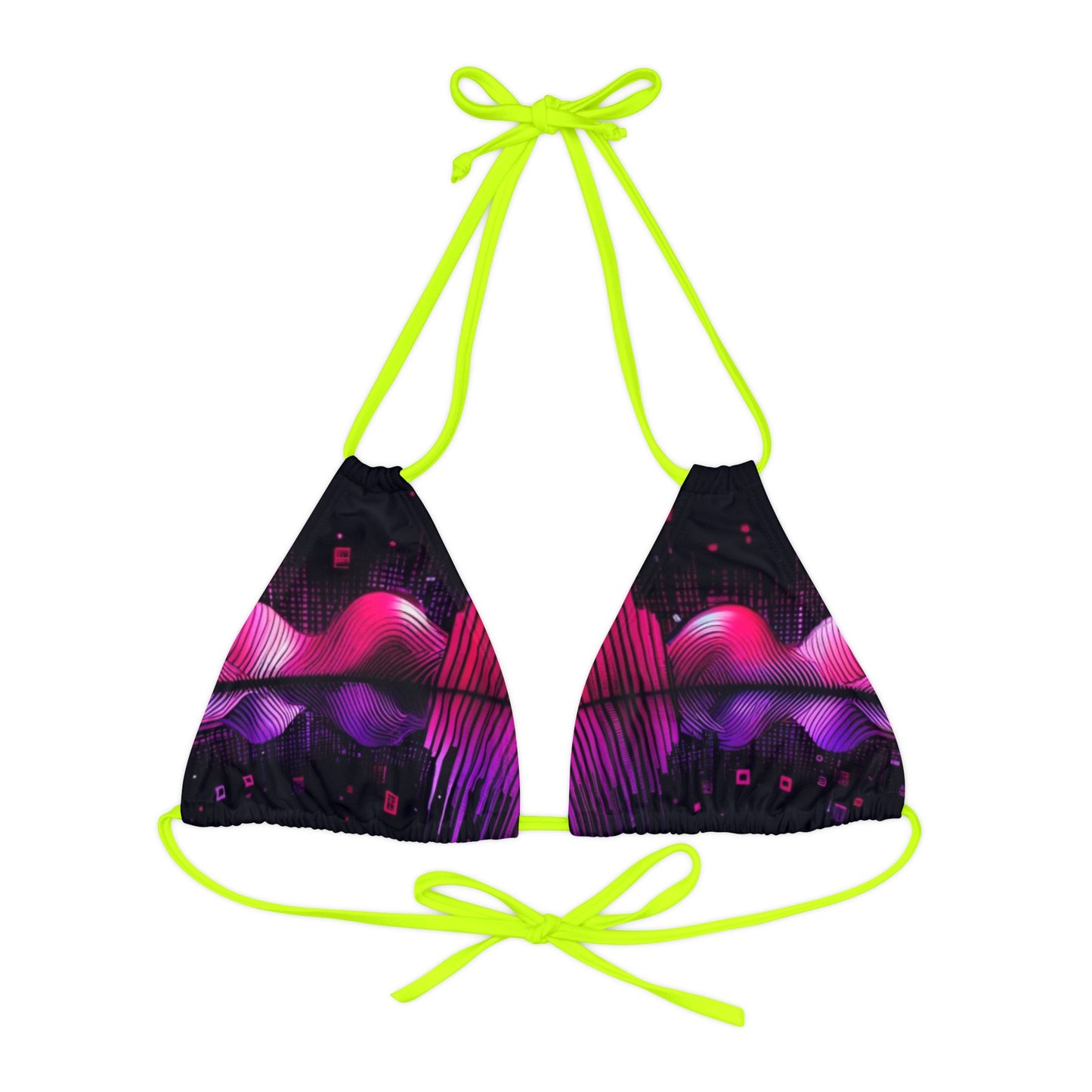 Vidiac Strappy Triangle Bikini Top (AOP) Dark
