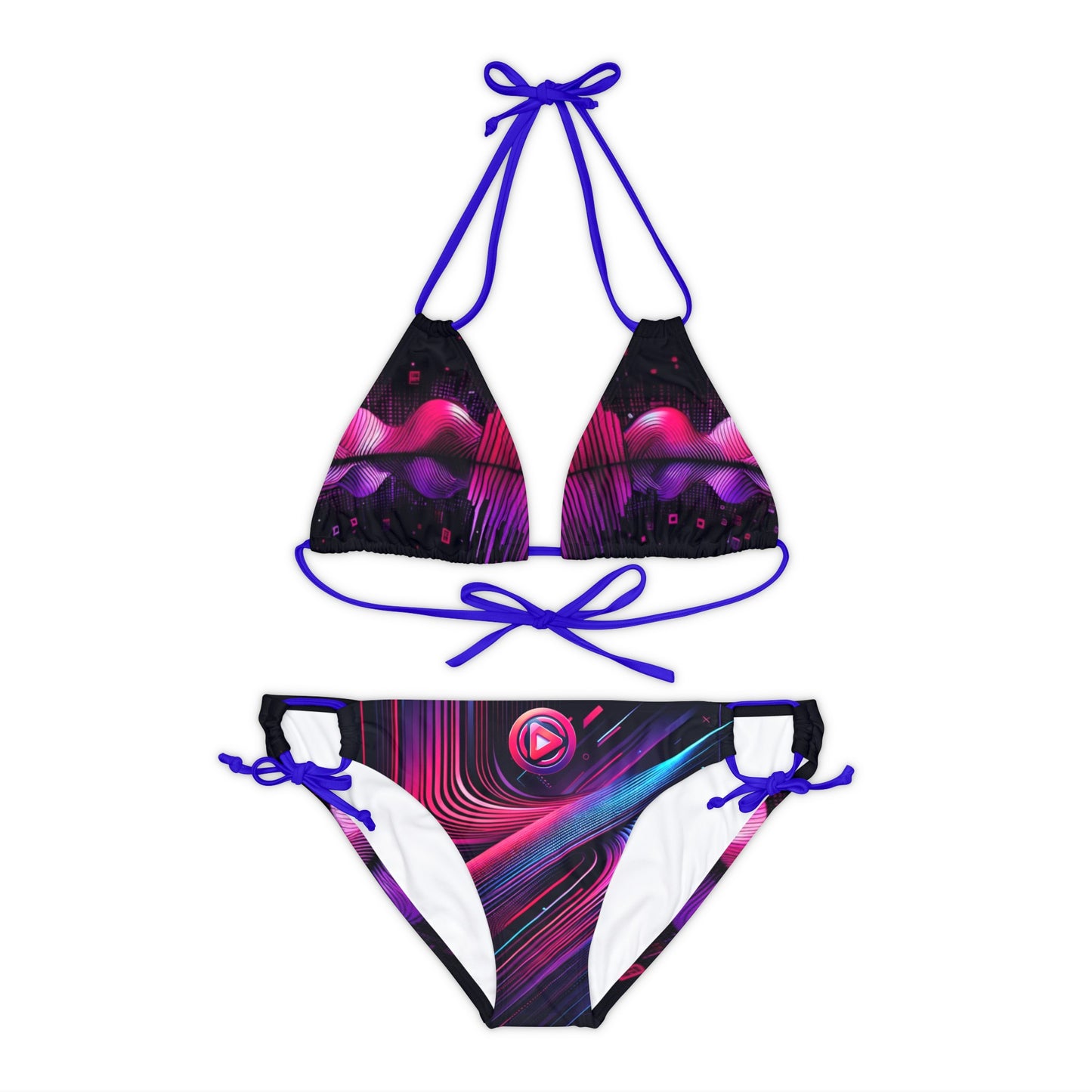 Vidiac Strappy Bikini Set (AOP) Dark