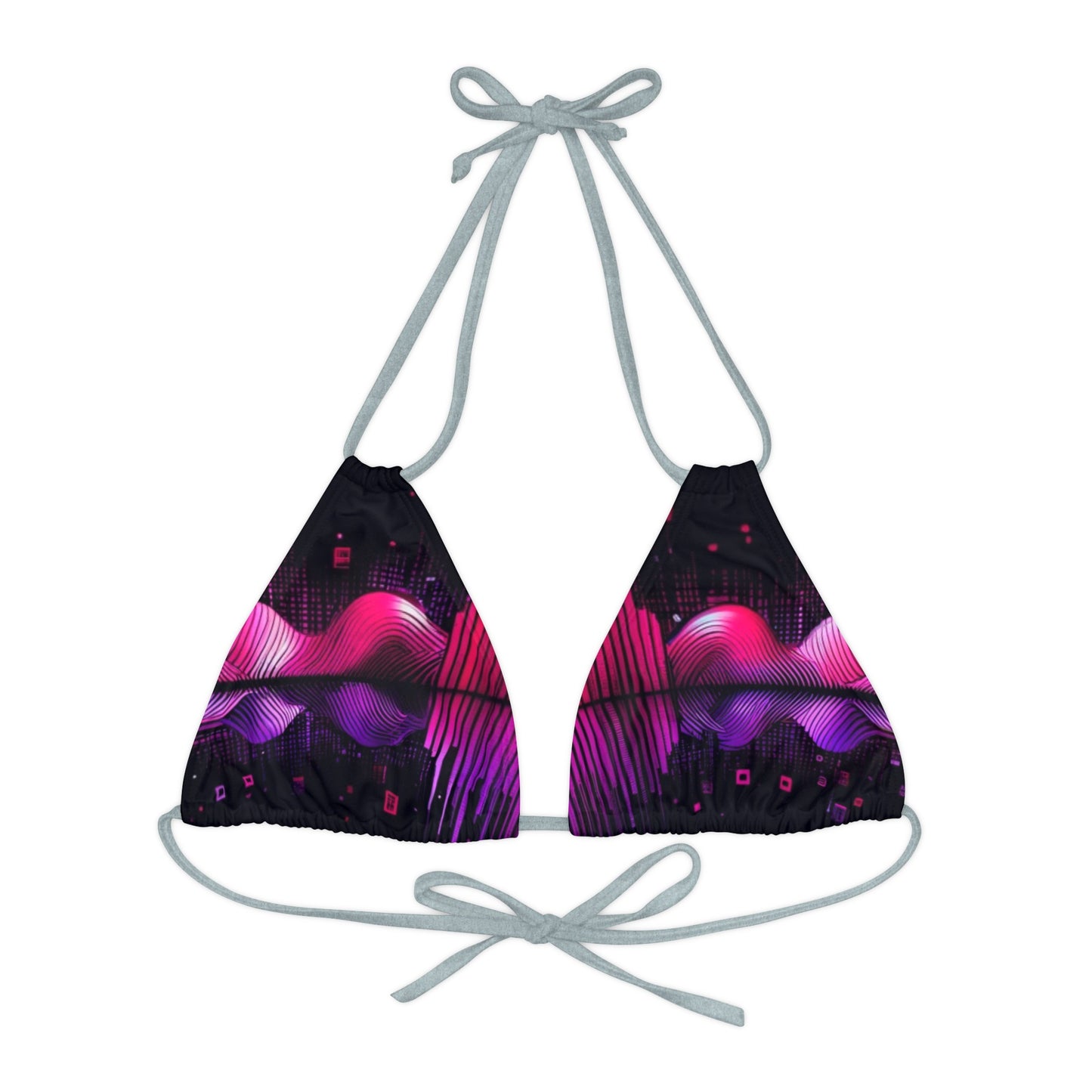 Vidiac Strappy Triangle Bikini Top (AOP) Dark