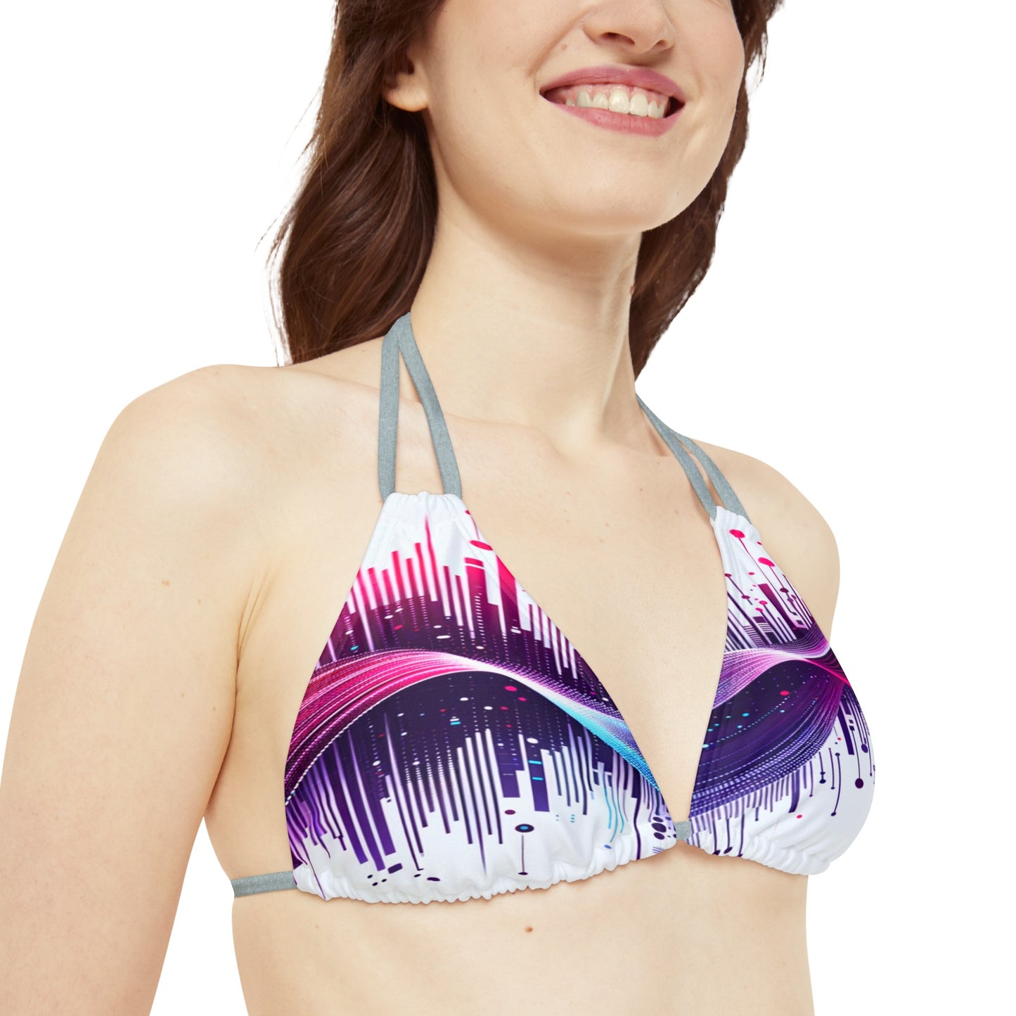Vidiac Strappy Triangle Bikini Top (AOP) Light