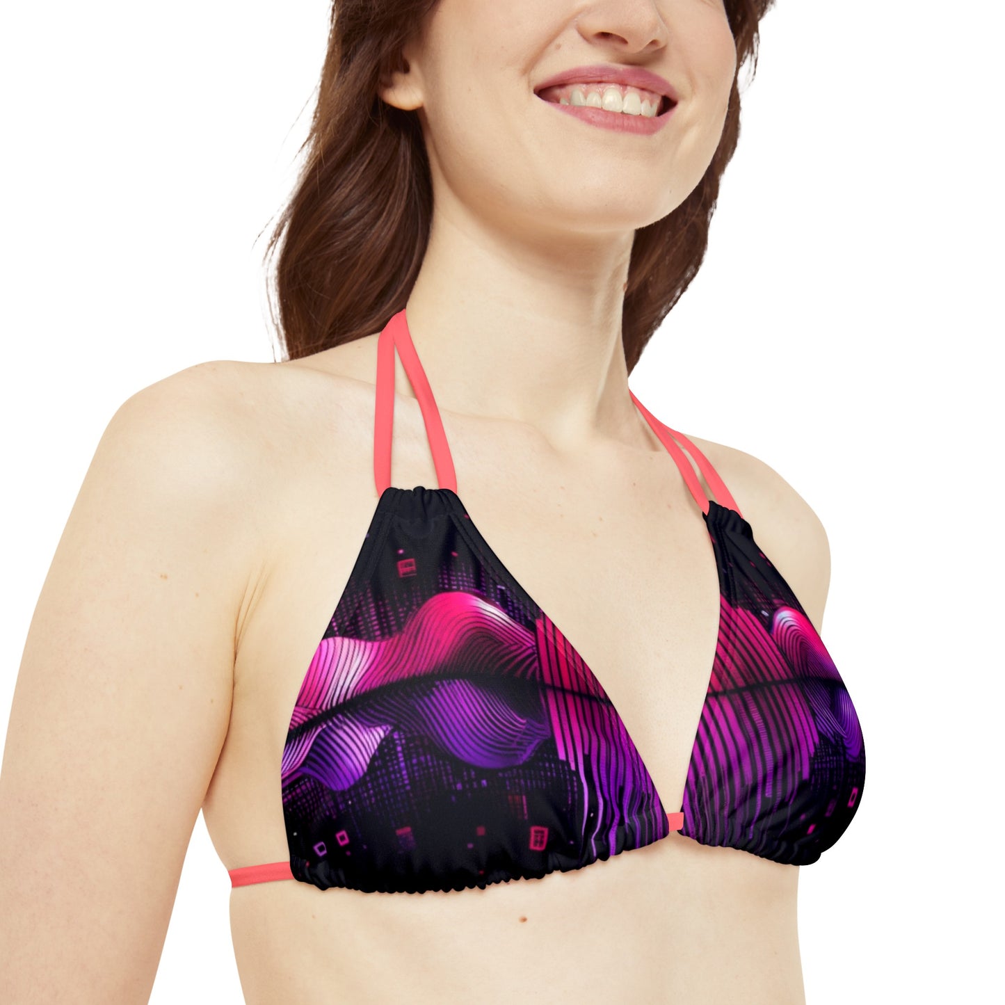 Vidiac Strappy Bikini Set (AOP) Dark