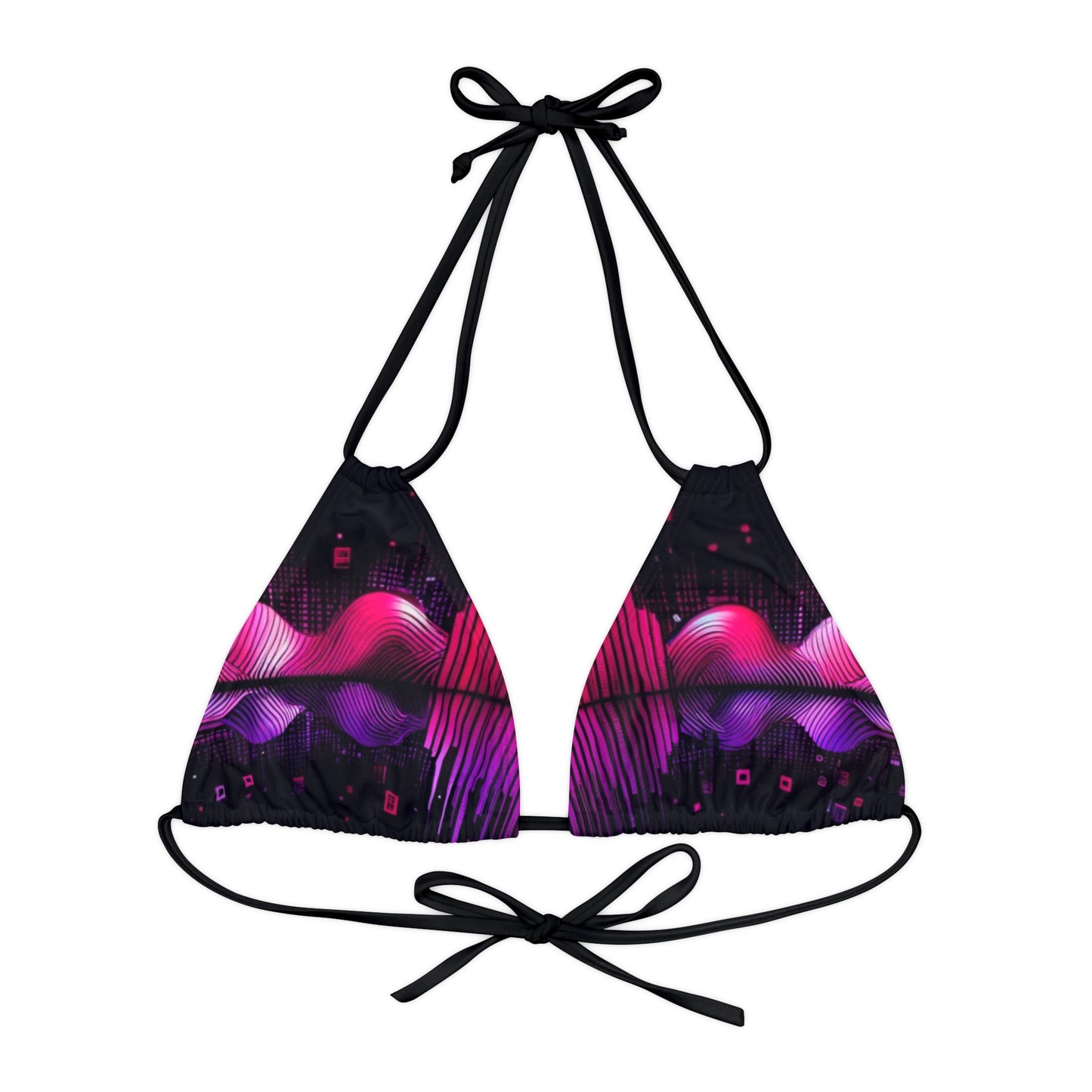 Vidiac Strappy Triangle Bikini Top (AOP) Dark