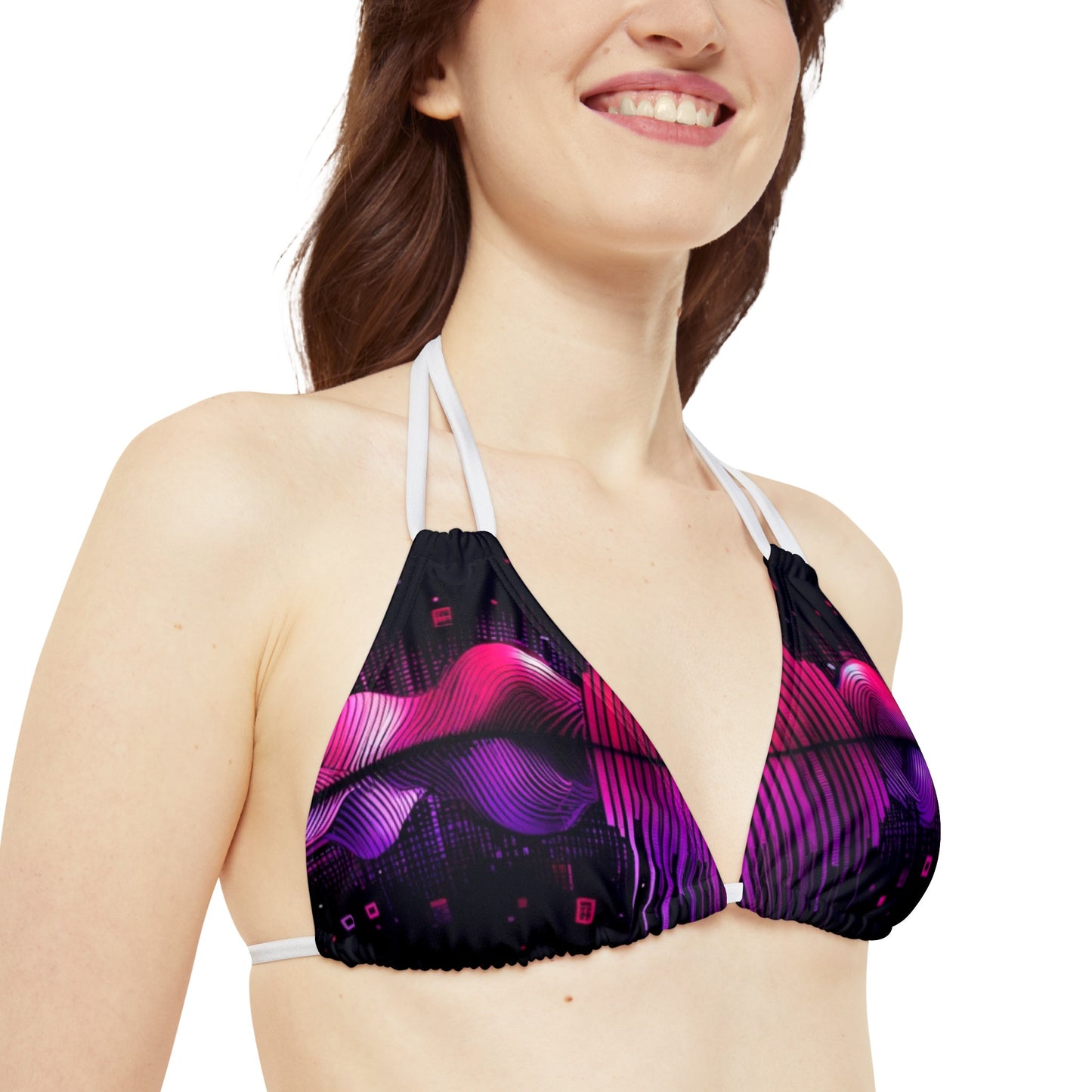 Vidiac Strappy Triangle Bikini Top (AOP) Dark