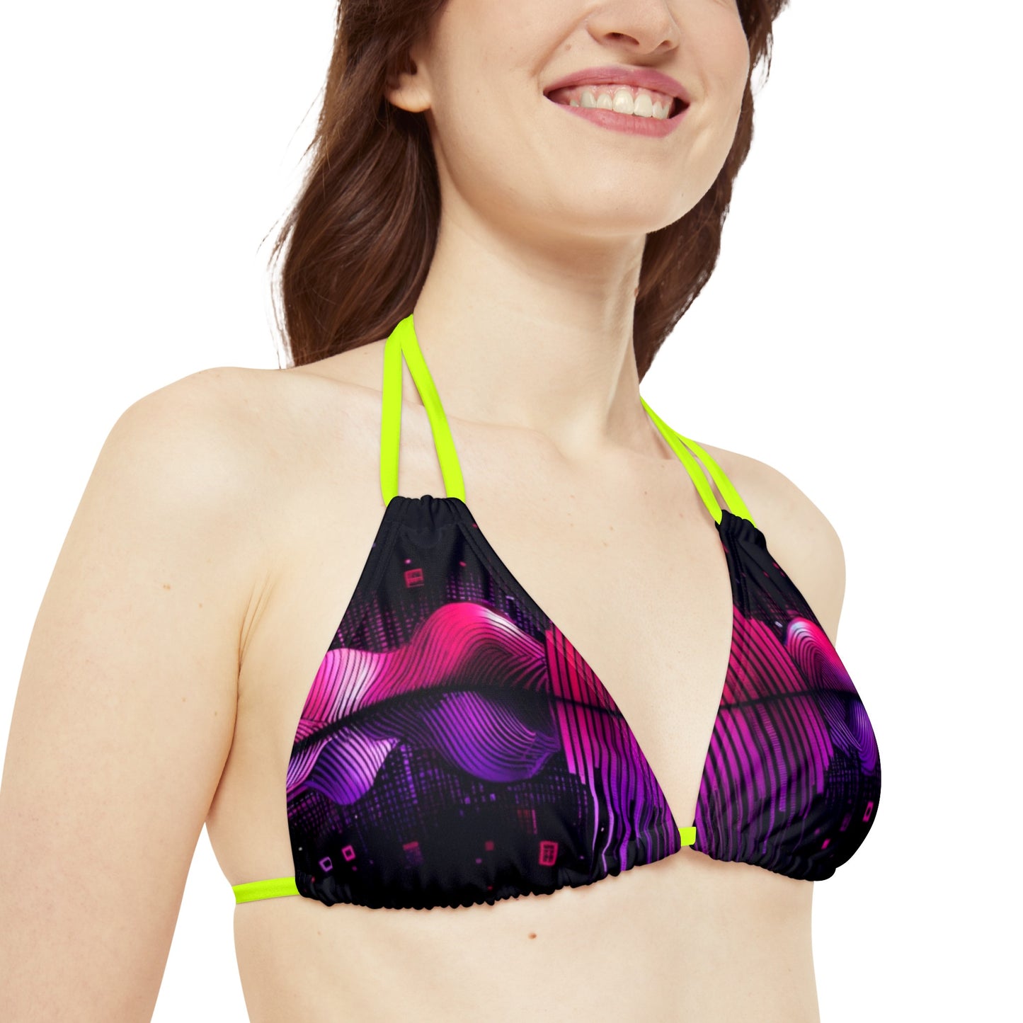 Vidiac Strappy Triangle Bikini Top (AOP) Dark