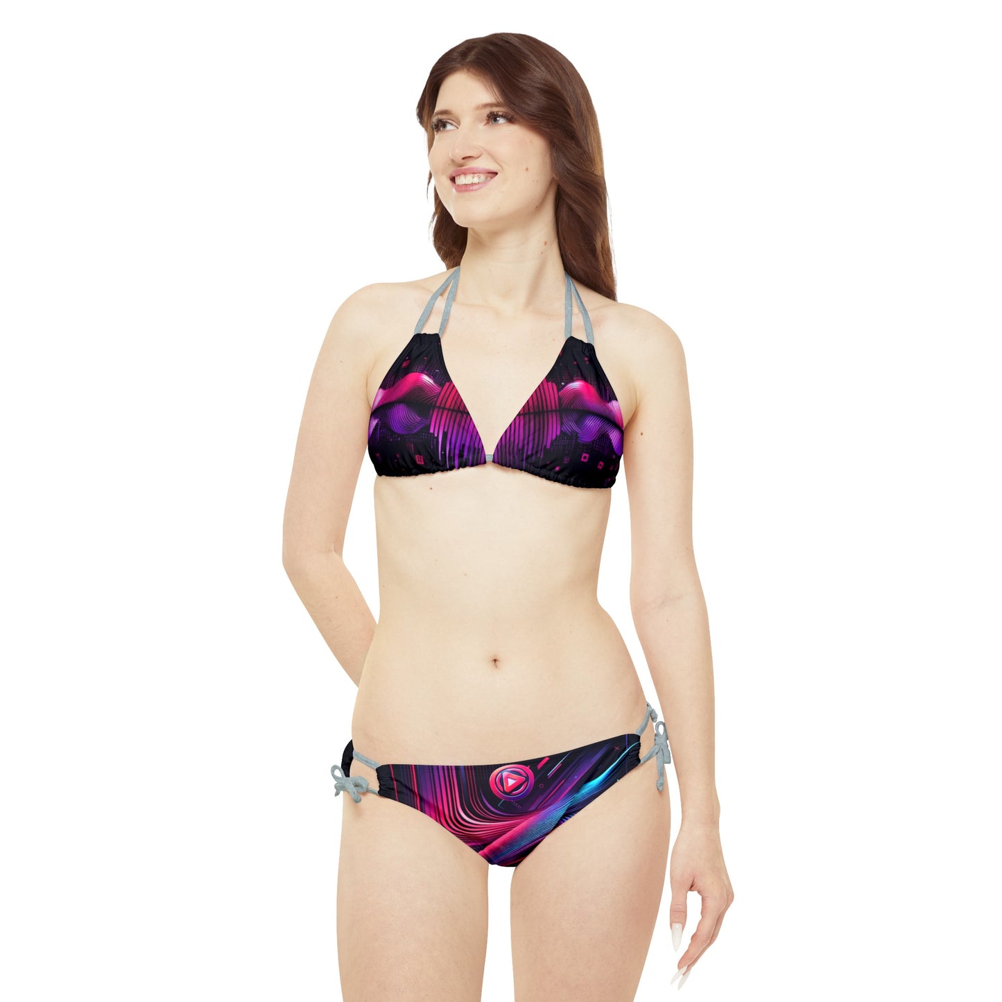 Vidiac Strappy Bikini Set (AOP) Dark