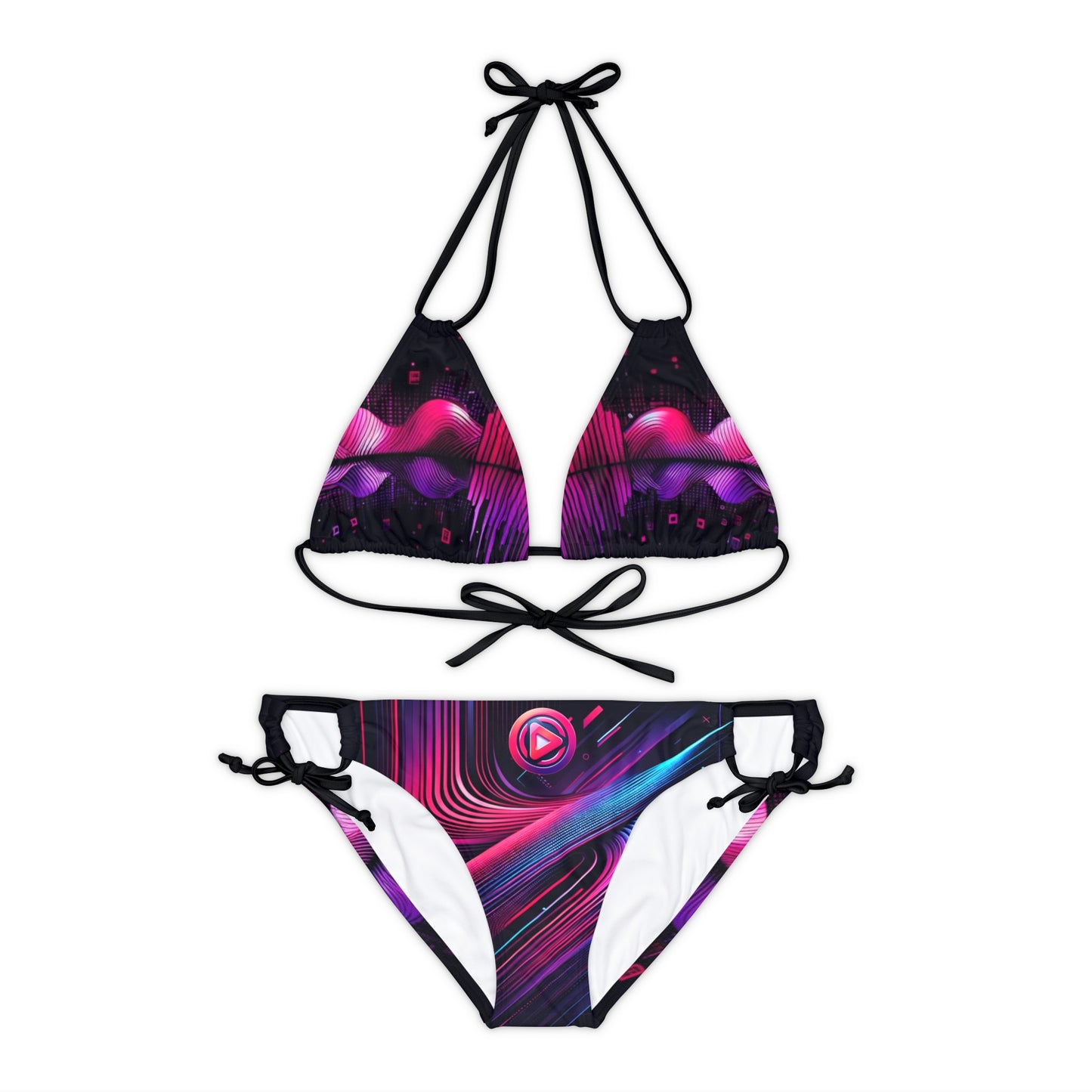 Vidiac Strappy Bikini Set (AOP) Dark