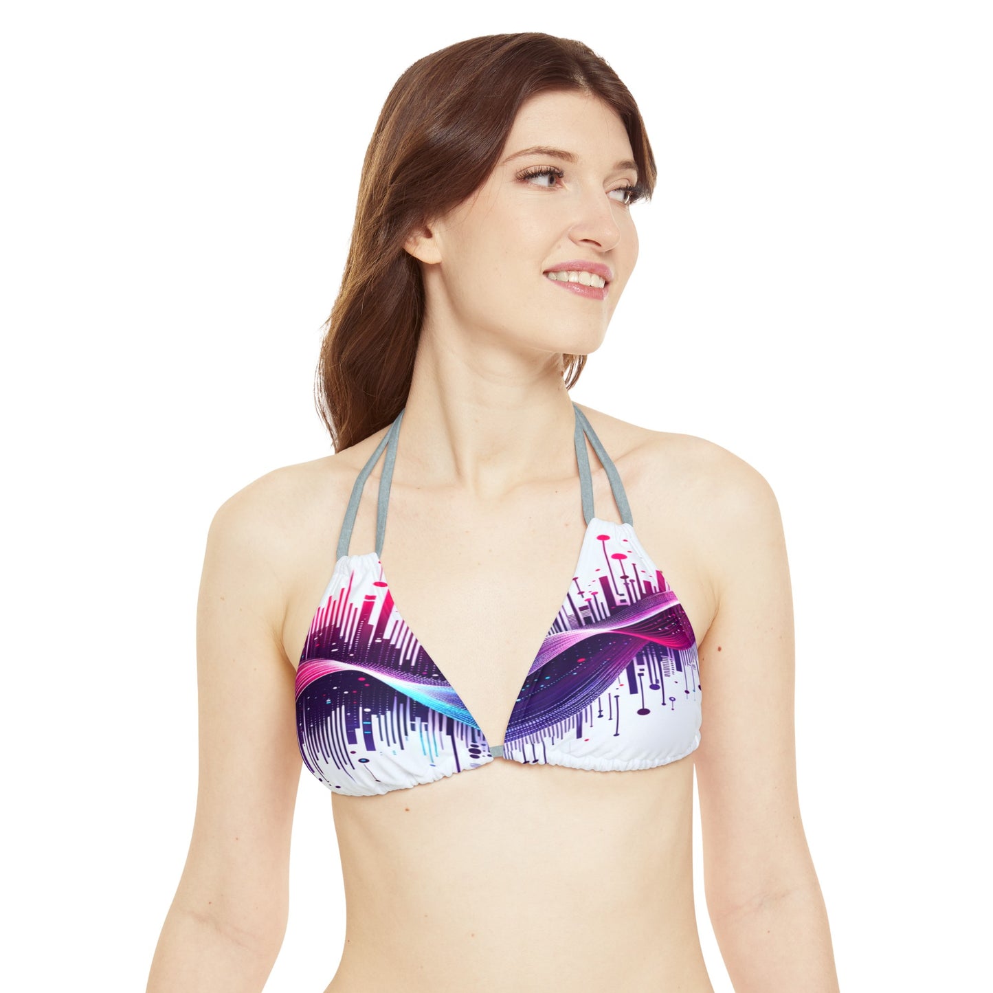 Vidiac Strappy Triangle Bikini Top (AOP) Light