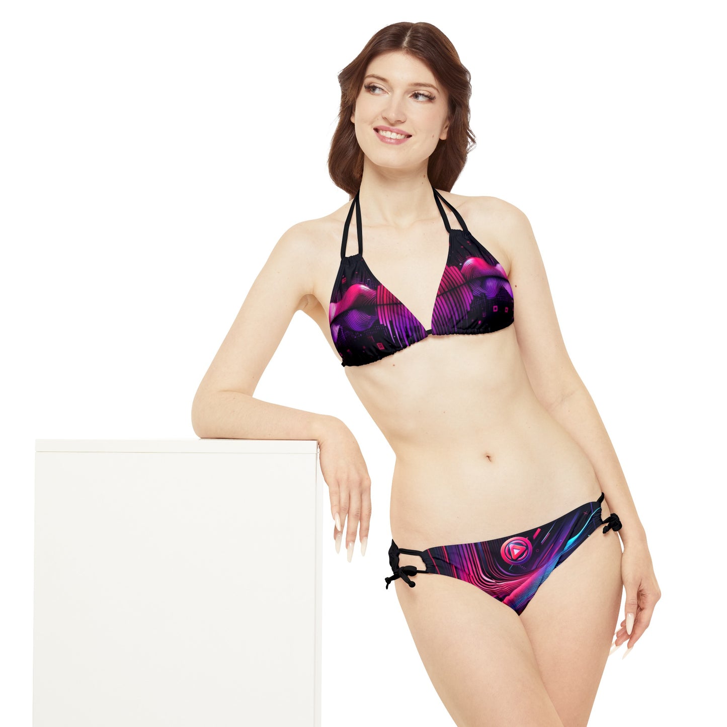 Vidiac Strappy Bikini Set (AOP) Dark