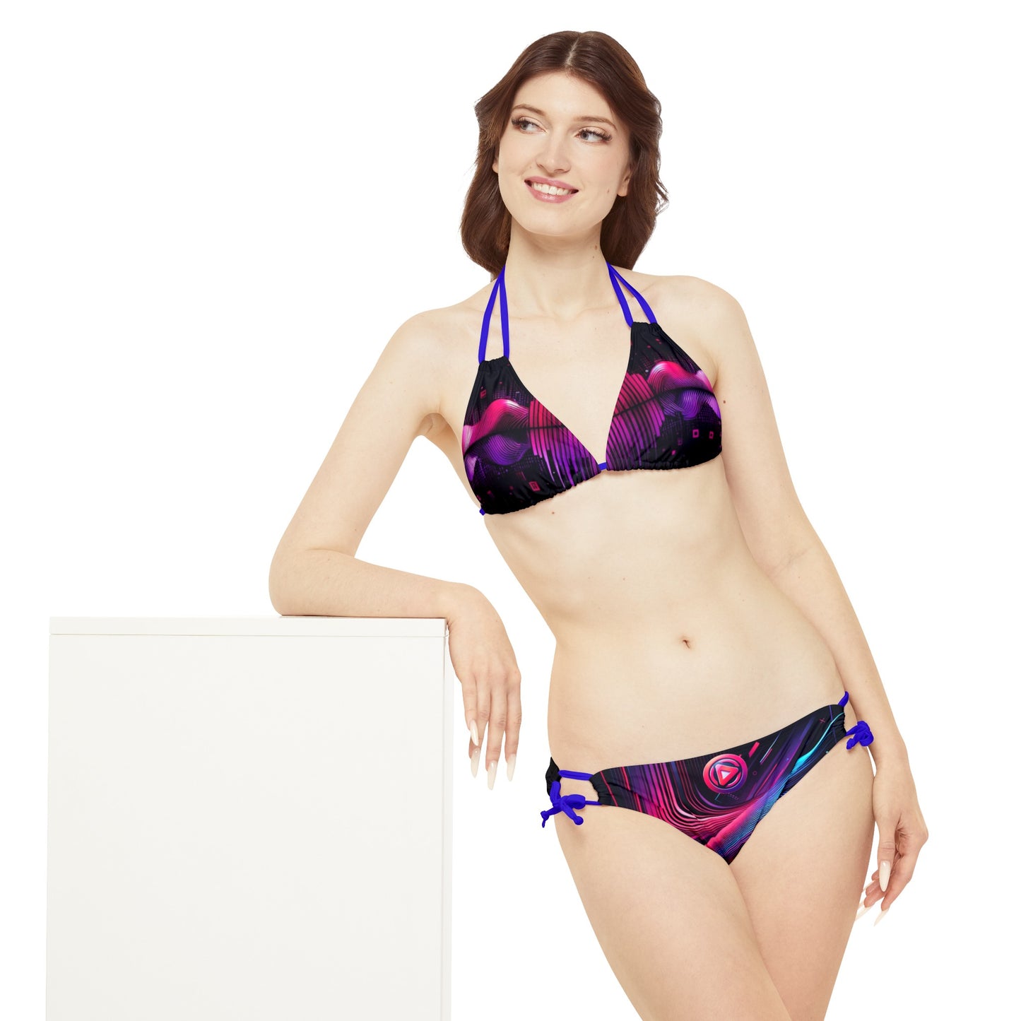 Vidiac Strappy Bikini Set (AOP) Dark