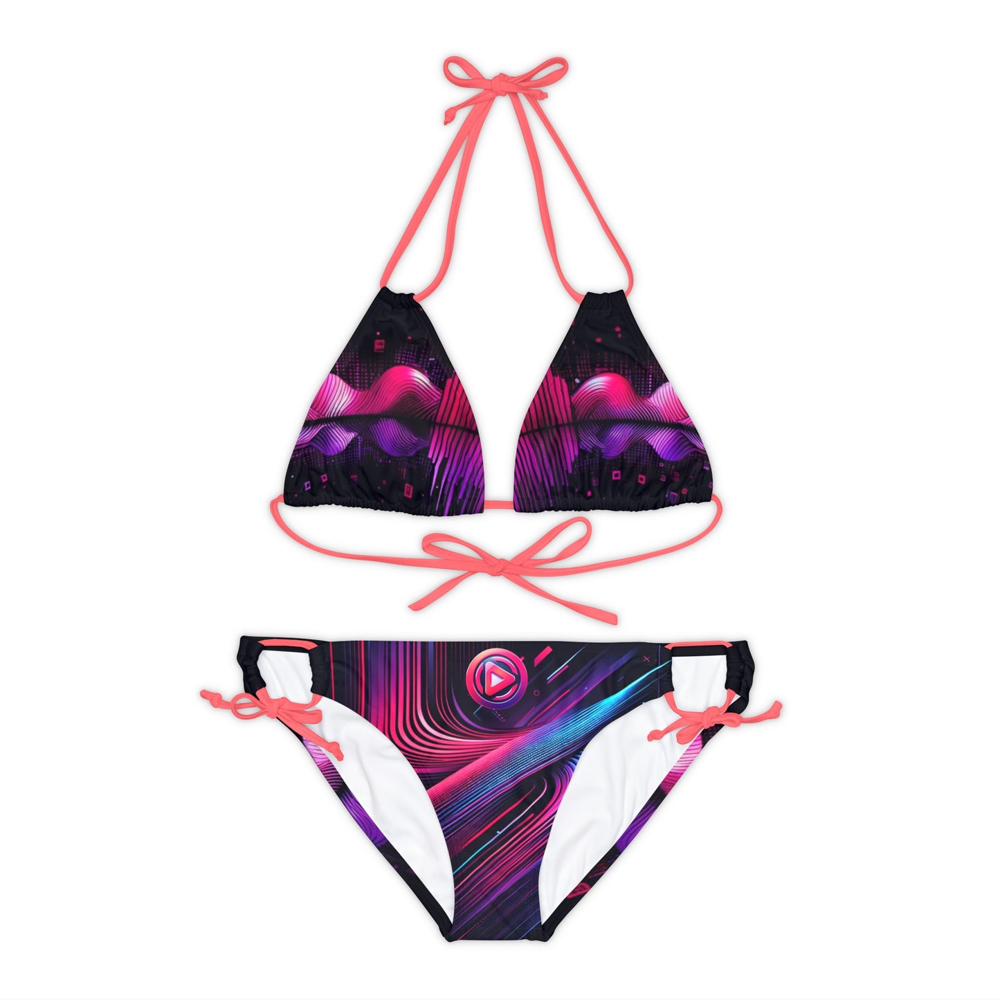 Vidiac Strappy Bikini Set (AOP) Dark