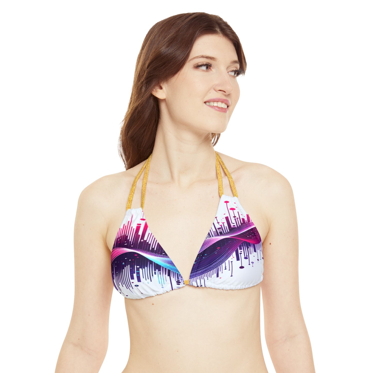 Vidiac Strappy Triangle Bikini Top (AOP) Light
