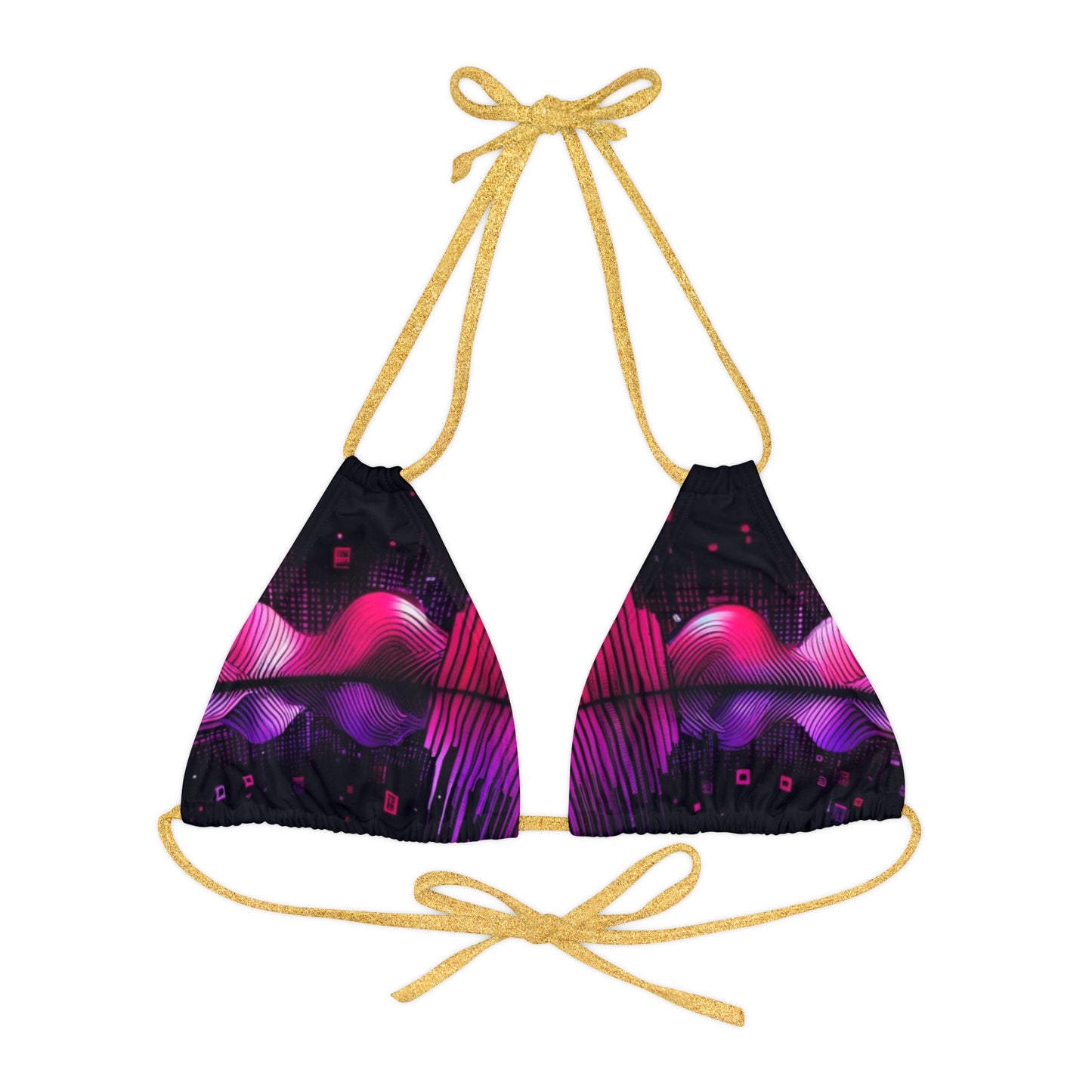Vidiac Strappy Triangle Bikini Top (AOP) Dark