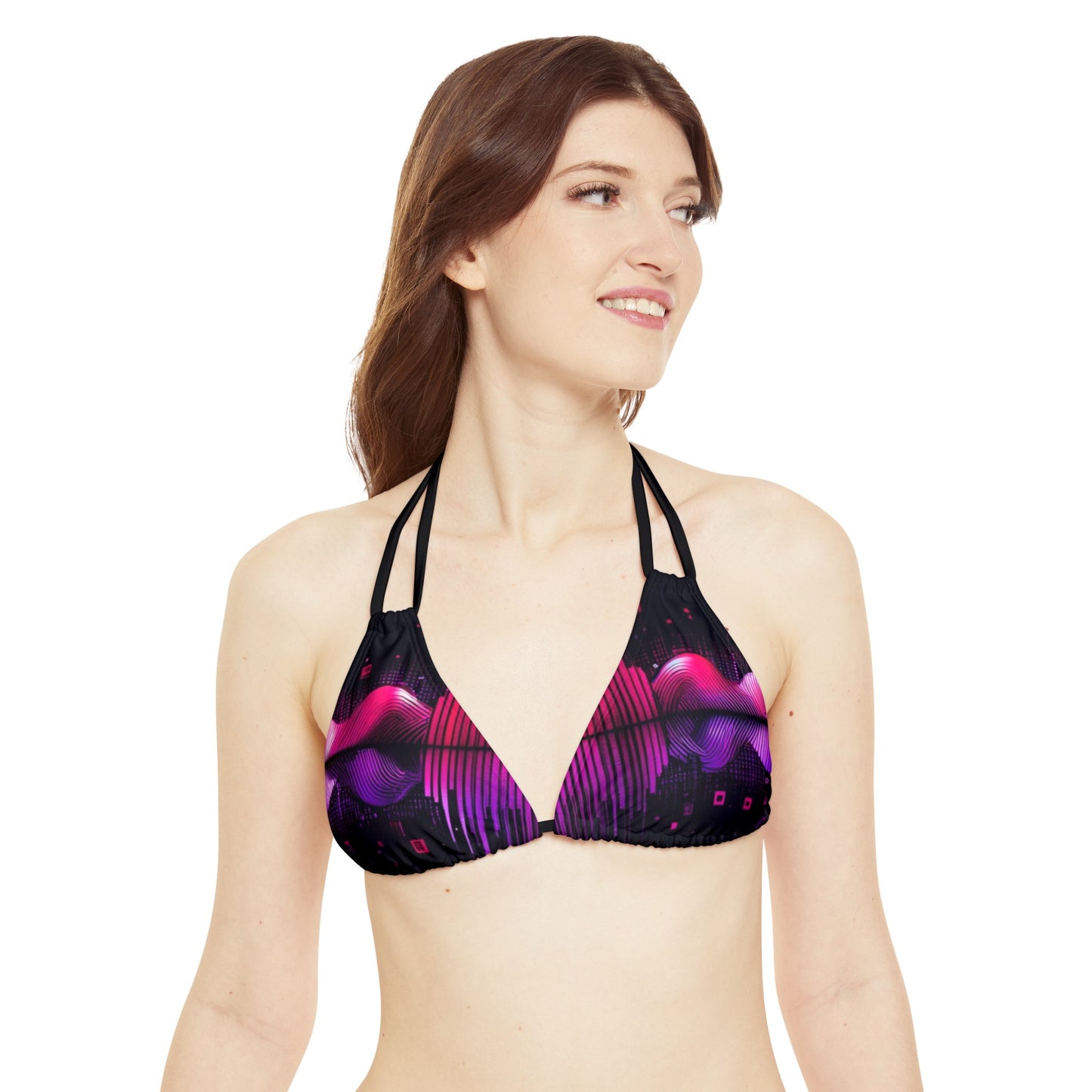 Vidiac Strappy Triangle Bikini Top (AOP) Dark