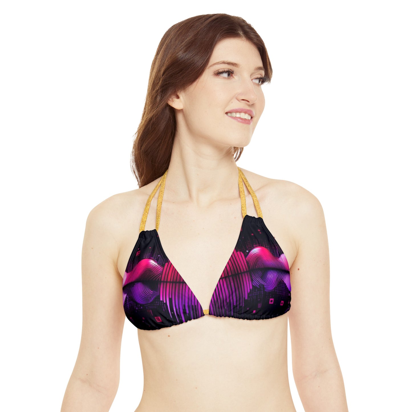 Vidiac Strappy Triangle Bikini Top (AOP) Dark