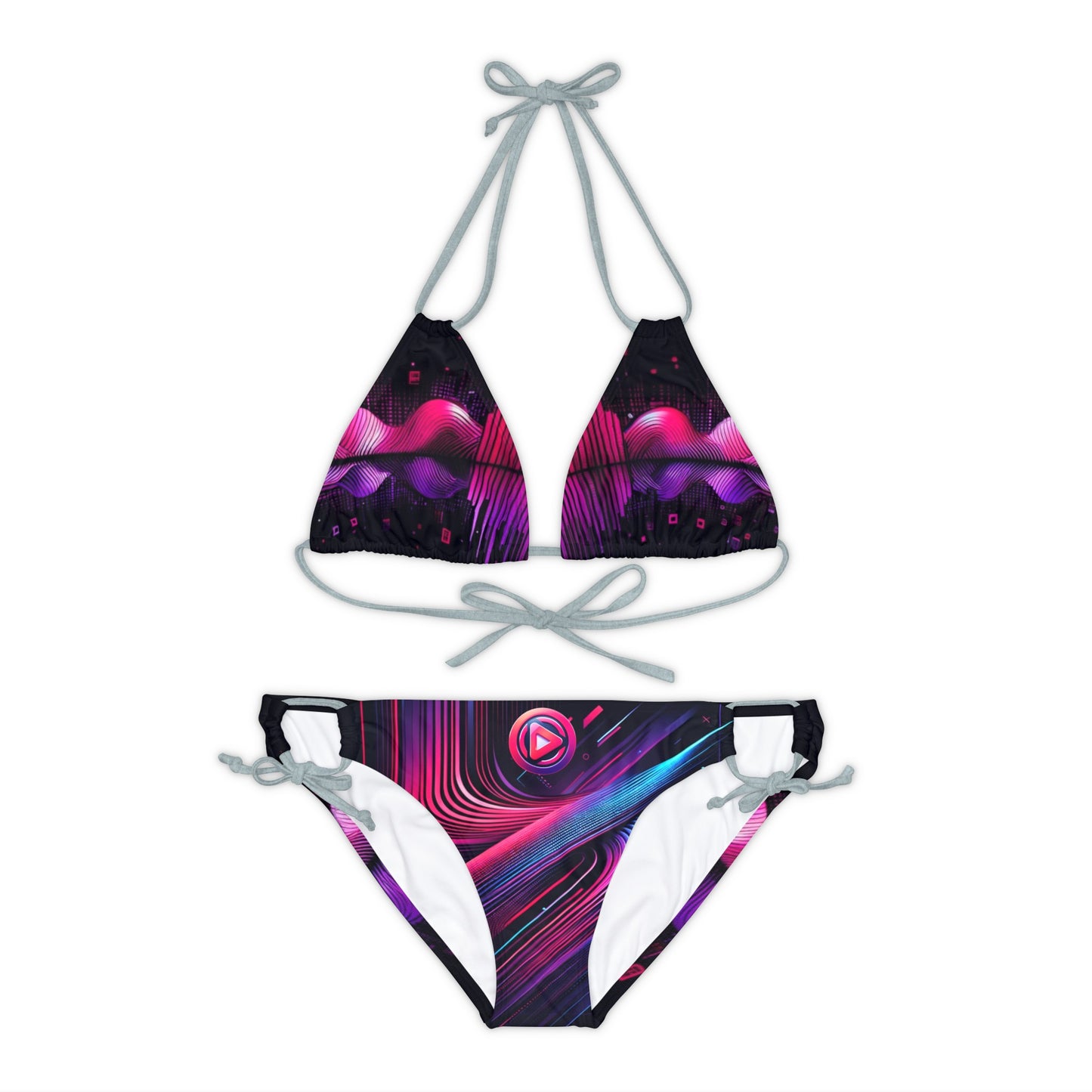 Vidiac Strappy Bikini Set (AOP) Dark