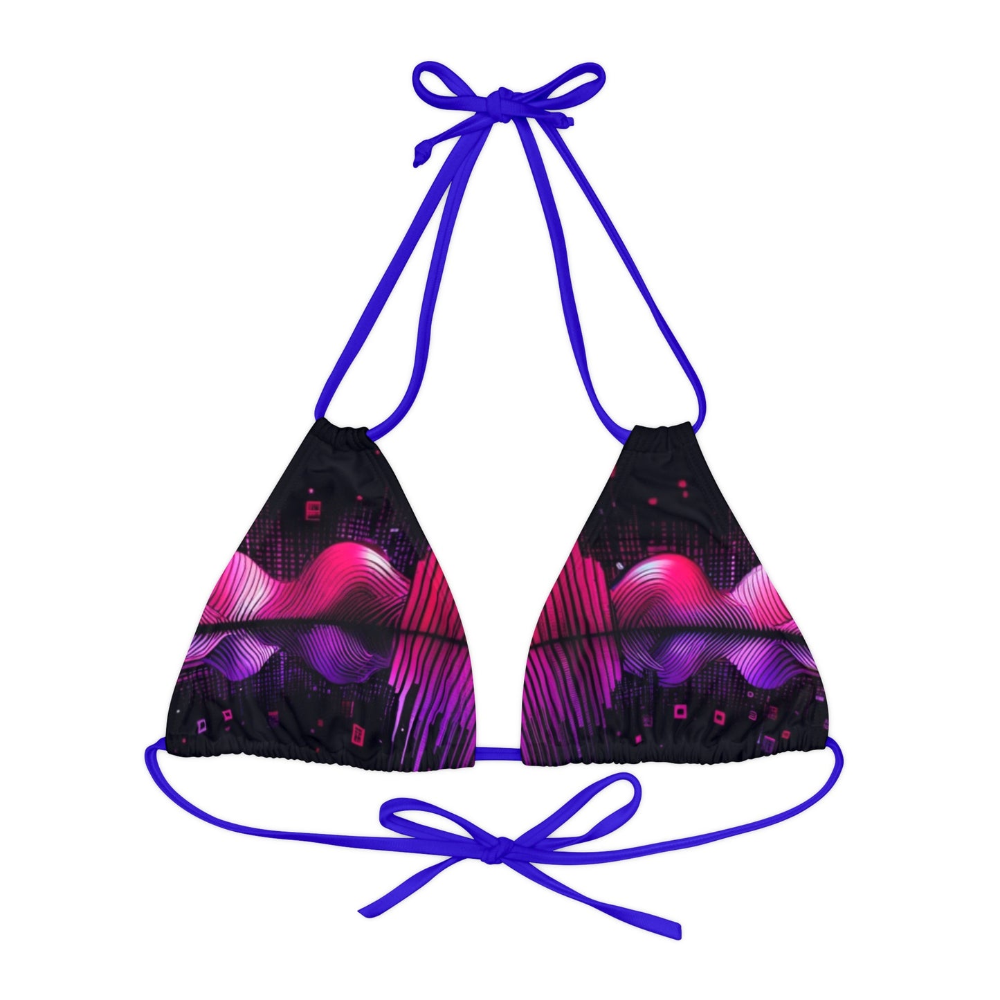 Vidiac Strappy Triangle Bikini Top (AOP) Dark