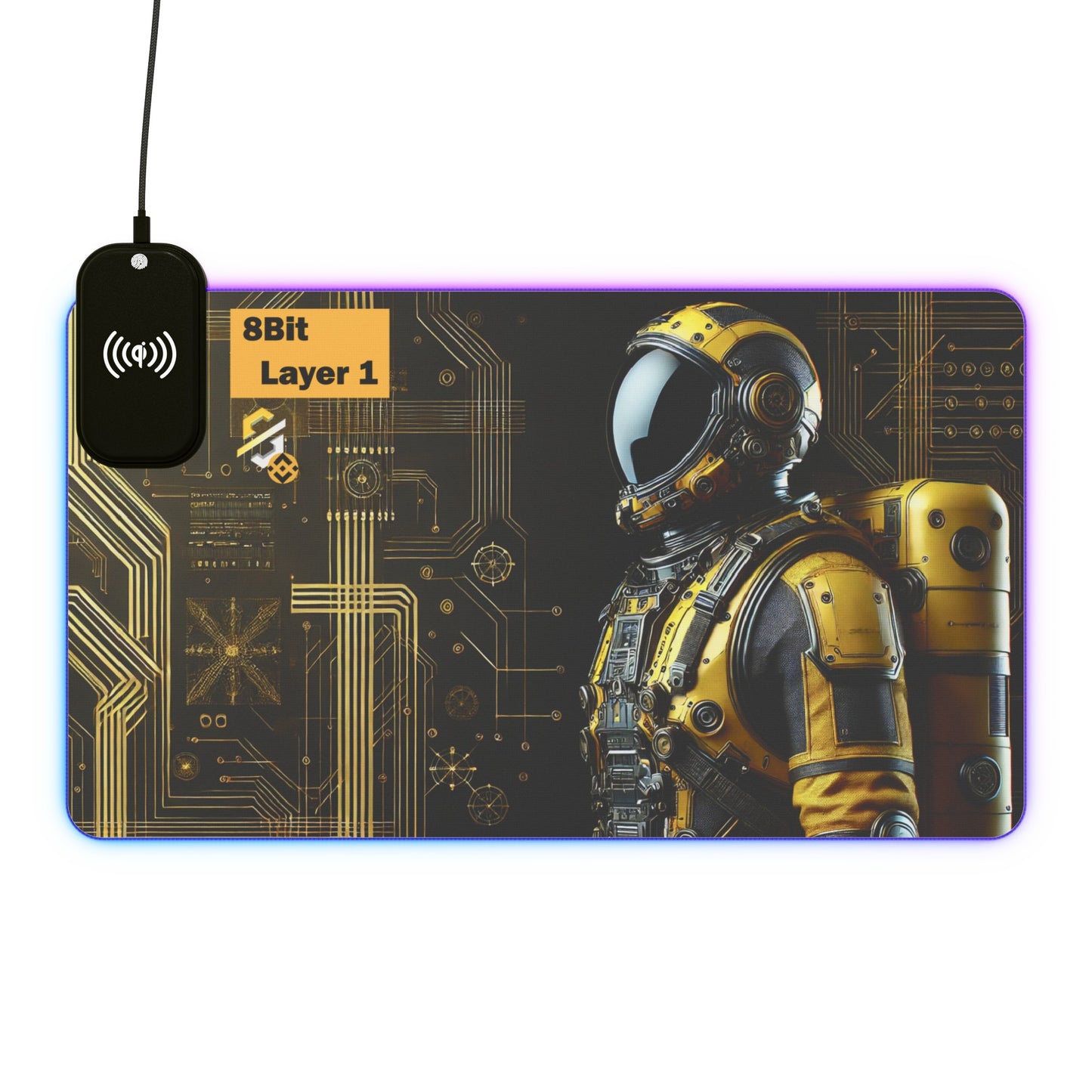 8Bit Chain LED Gaming Mouse Pad B, Wireless Charging