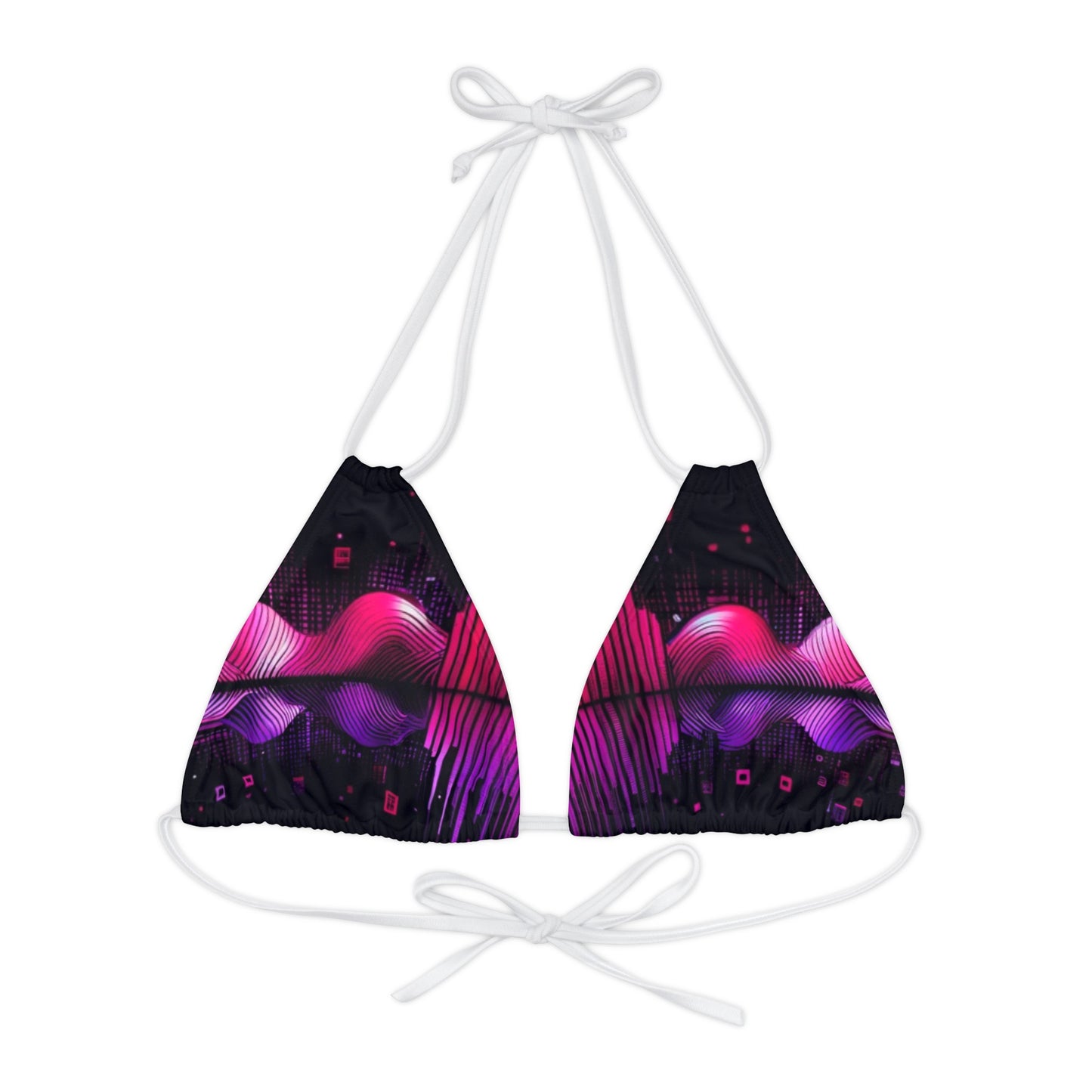 Vidiac Strappy Triangle Bikini Top (AOP) Dark
