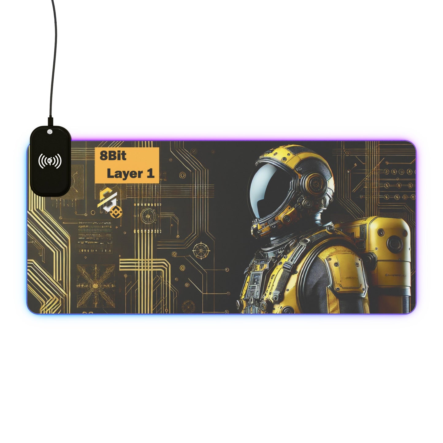 8Bit Chain LED Gaming Mouse Pad B, Wireless Charging