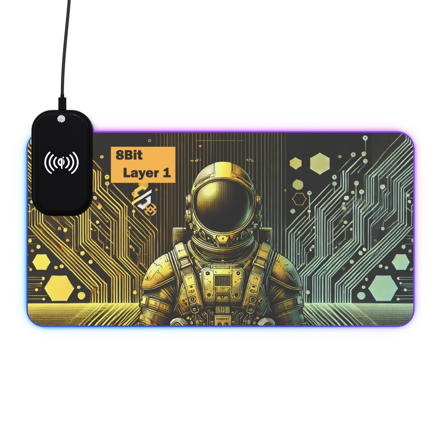 8Bit Chain LED Gaming Mouse Pad C, Wireless Charging
