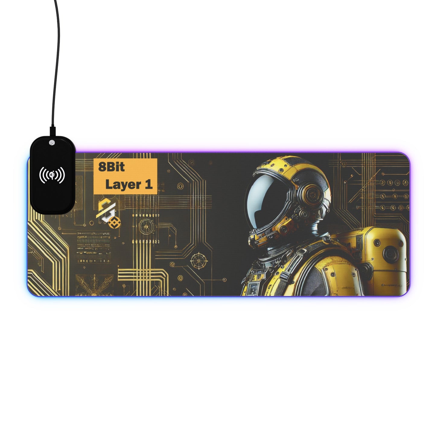8Bit Chain LED Gaming Mouse Pad B, Wireless Charging